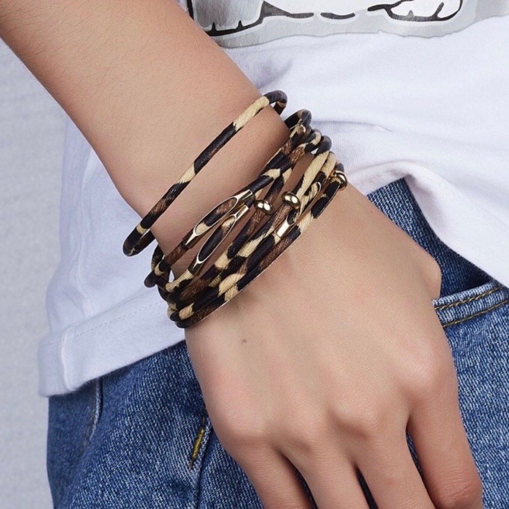 3/$21 Leopard Multi-layer Leather Magnetic Bracelet
